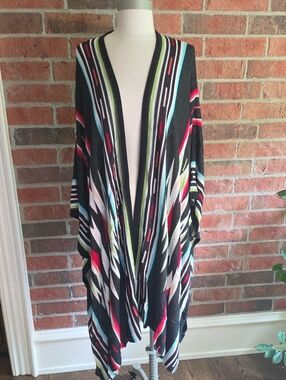Rancho Estancia Beautiful Vibrant  Southwestern Aztec Knit  Poncho Shrug Shawl